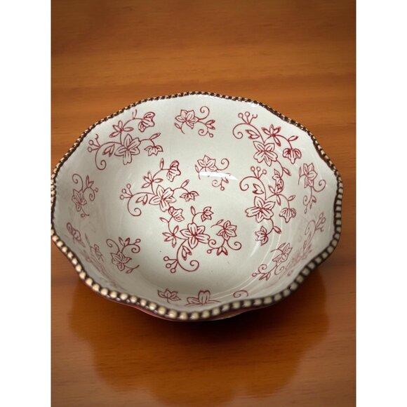 Pair of Temp-tations by Tara Bowls – Red Floral Lace Pattern – 24 oz Soup Cereal - Picture 2 of 4